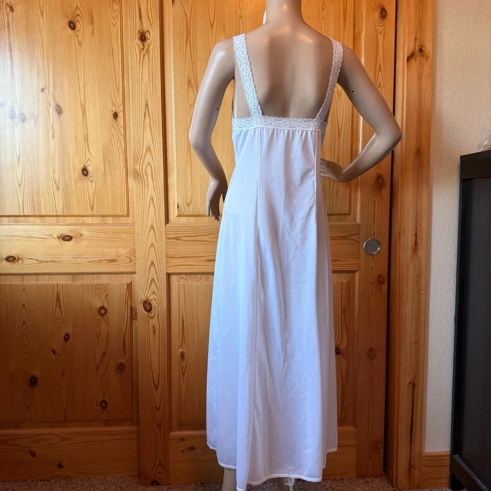 Vintage 60s French Maid Long Lingerie Slip Dress Lace S Feminine - Picture 7 of 13